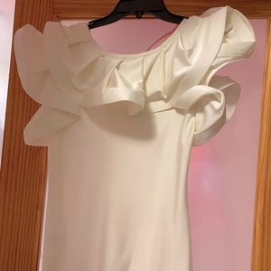 White Ruffled Pull Over Stretch Blouse🔥❤️🔥❤️